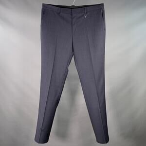 HUGO BOSS Size 46 Navy Virgin Wool Blend Flat Front Dress Pants